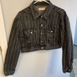 PacSun Cropped Black and White Stripe Jean Jacket size M/L